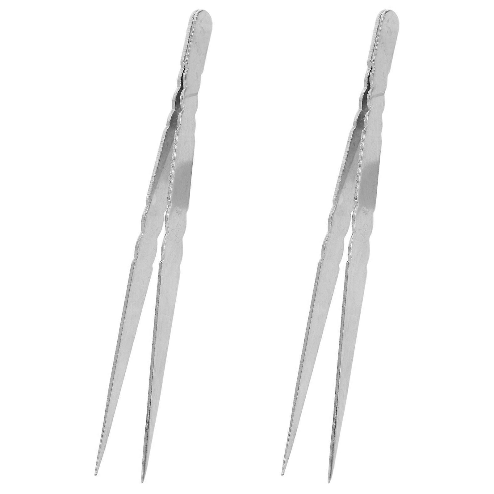 Precision Tweezers Stainless Steel Crafting Tools Stamp Collecting Silver 14.50X0.90X0.60CM Ergonomic Design 2Pcs