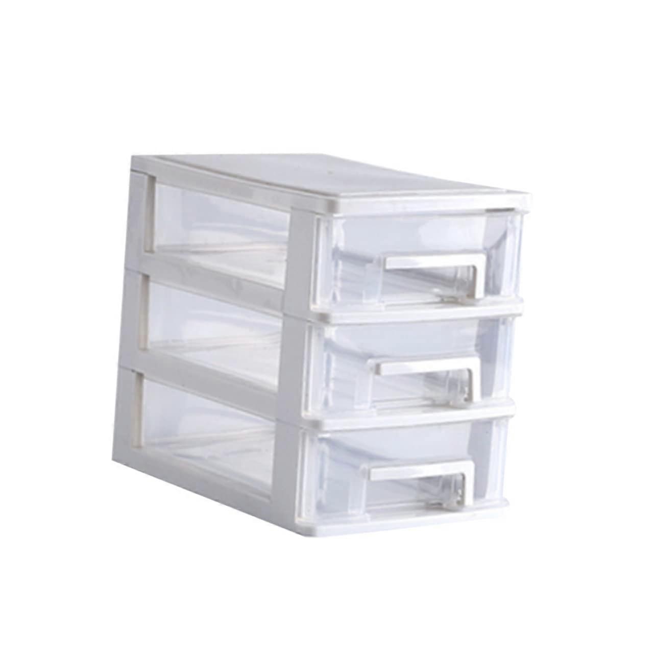 Transparent Storage Box for Desk Organizer Mini, White and Clear Plastic Container for Small Items