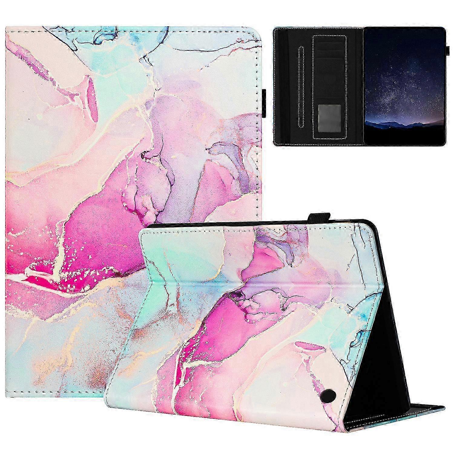 Case Stand Leather Marble Pattern Tablet Cover Card Holder for Compatible with Fire HD 10 (2023)/(2021)