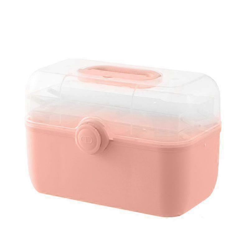 Plastic Multi Layer Large Capacity Medicine Storage Box for Home Use - Pink