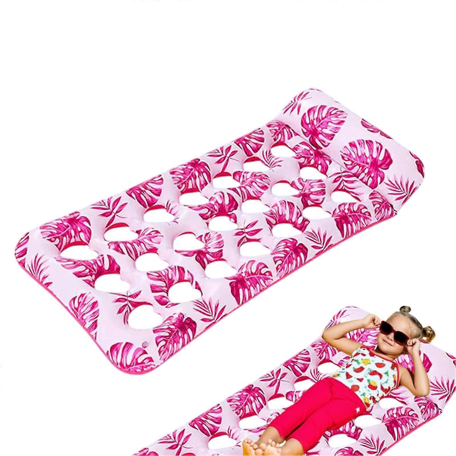 Yetişkinler için Yüzme Çemberi, Katlanır Yatar Koltuklu Şişme Yüzme Raf, Kadınlar için Şezlong Erkekler Havuz Partisi Su Eğlencesi Pembe