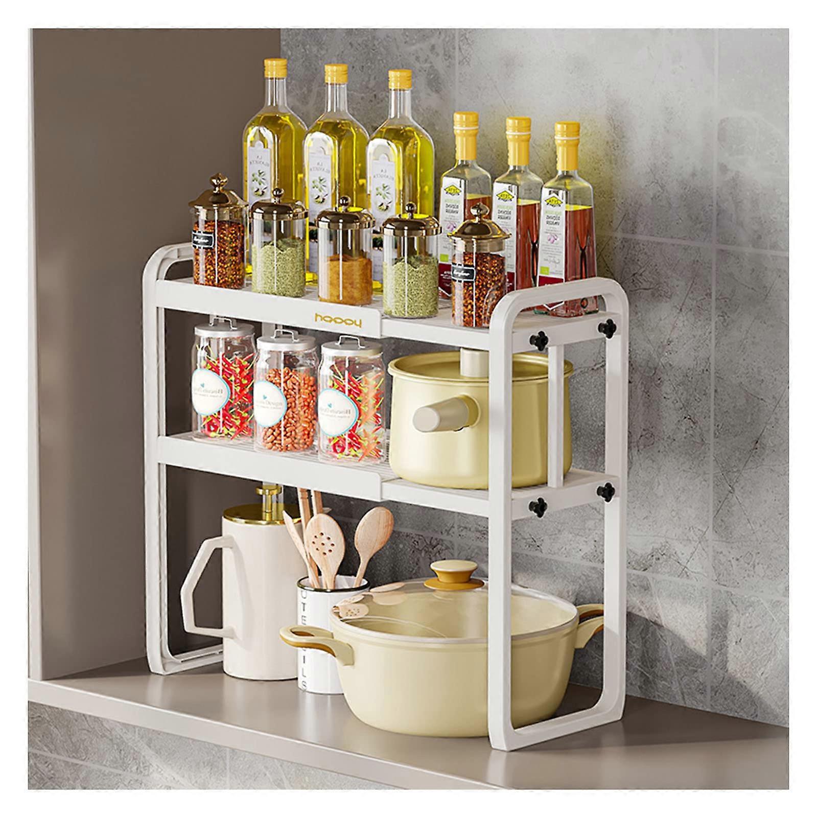 Extendable Cabinet Countertop Shelves, Stackable Shelves, Organizer, Adjustable Cabinet