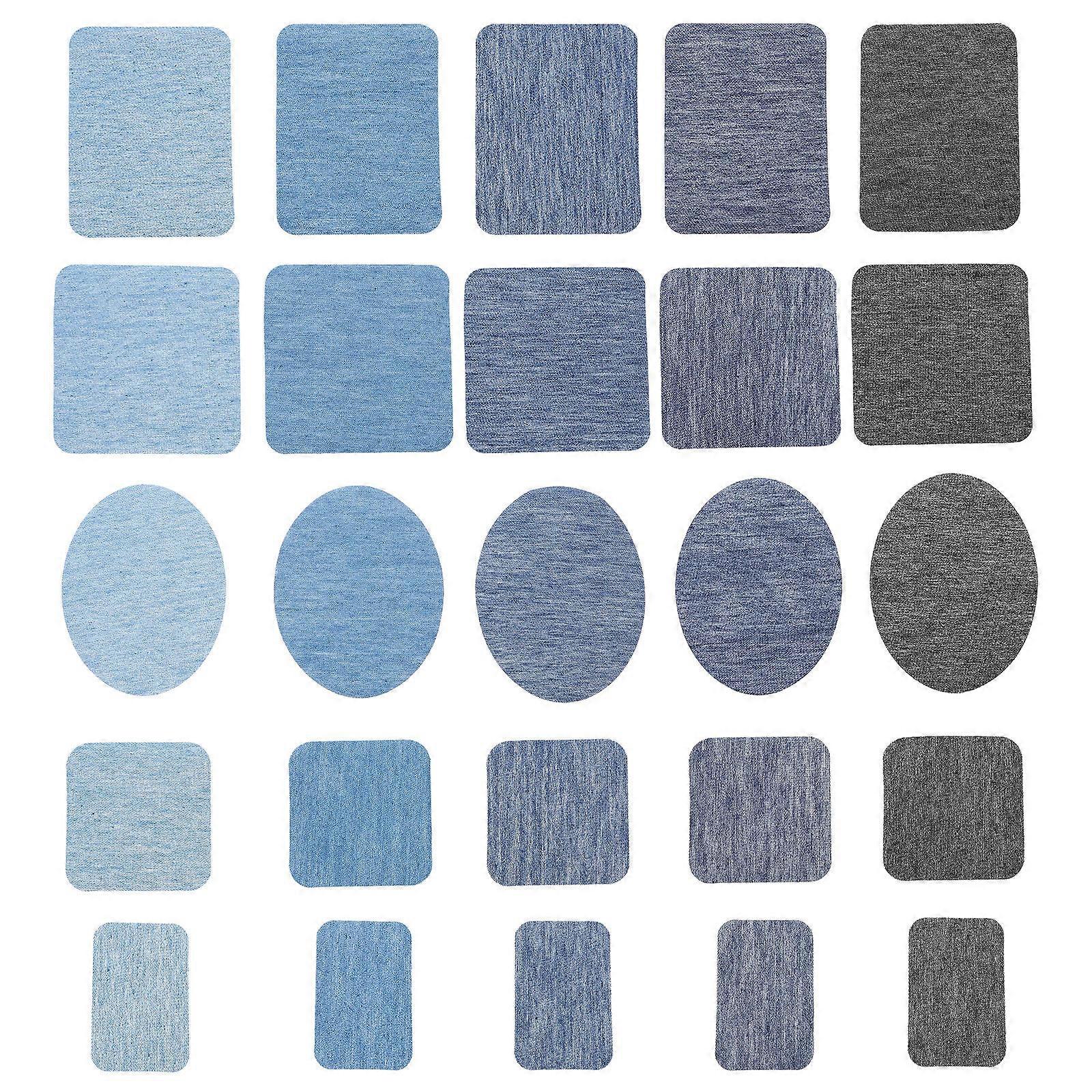 Self Adhesive Patches Set for Clothing Repair and DIY Fashion Decor – Rectangular & Circular Cloth Patches for Jeans and Fabric
