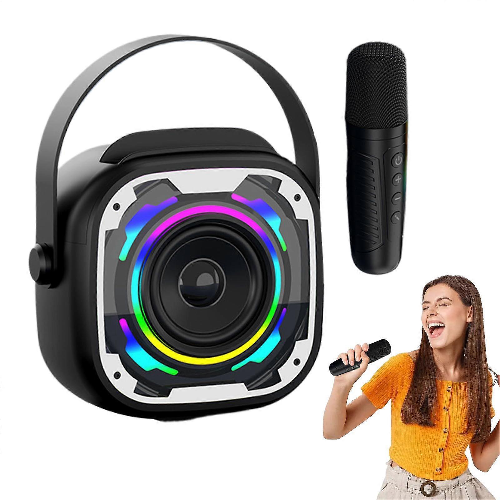 Karaoke machine, karaoke speaker – speaker combo microphone Recording devices, vocal equipment, music amplifier for home family parties, black.