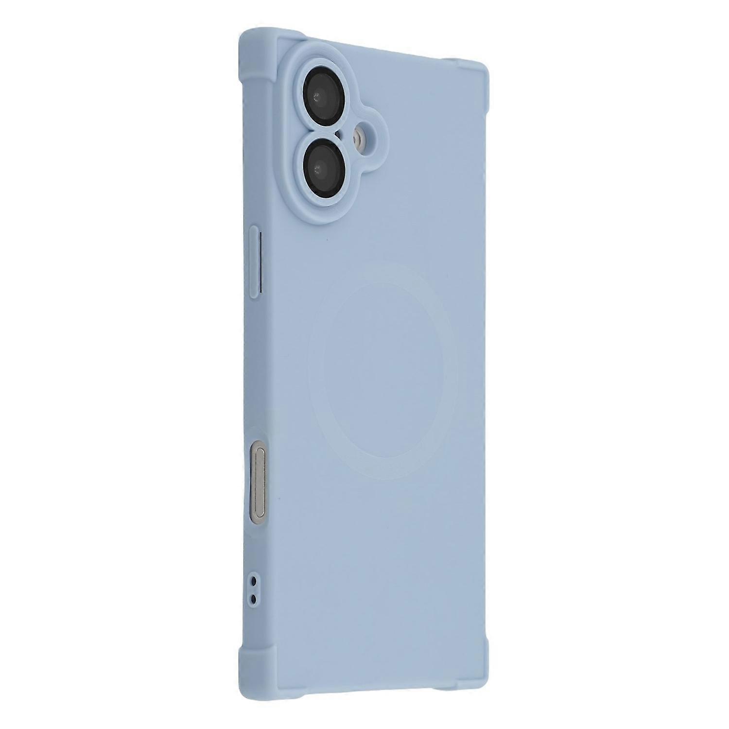 For iPhone 16 Case Compatible with MagSafe Straight Edge TPU Phone Cover with Camera Lens Protector