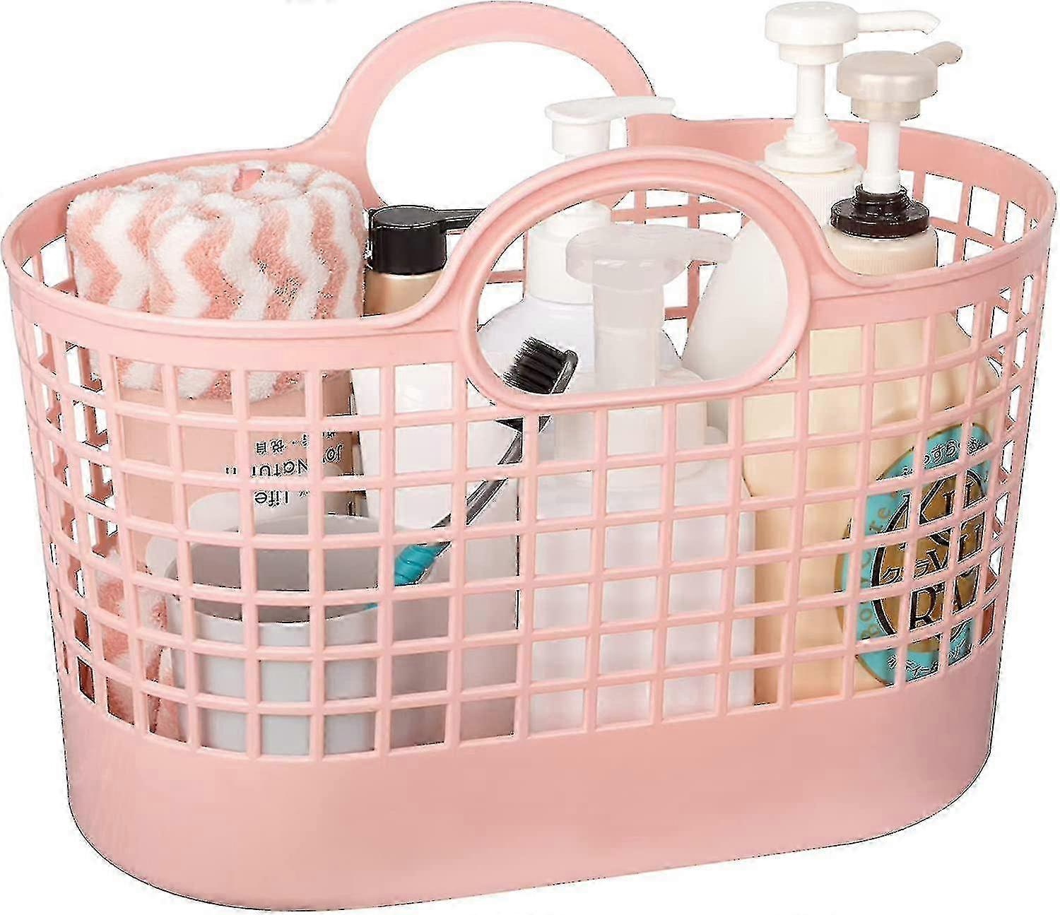 Portable Plastic Shower Storage Basket, with Handle & Drain, for Bathroom/Dorm