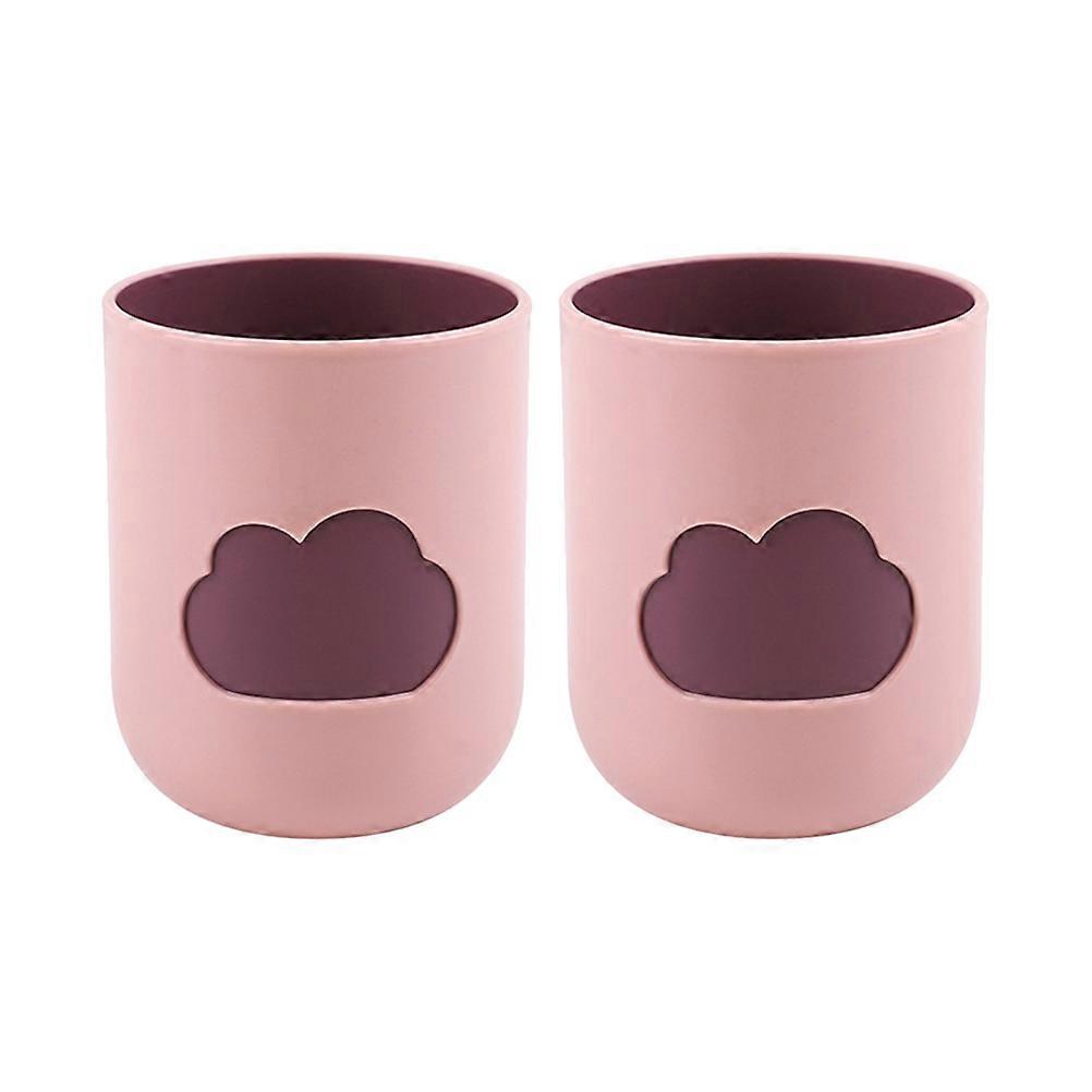 Tooth Brush Cup Travel Use Long Term Using Juice Drinking 8.5X8.5cm Light Pink 2Set