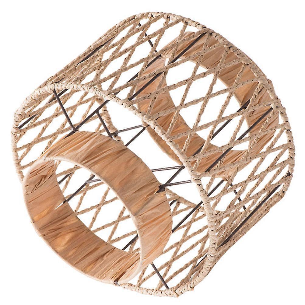 Handwoven Lampshade Paper Rope Woven Lampshade for Indoor Use Lighting Fixtures Rustic Style 25.00X25.00X15.00CM Creates Relaxing Atmosphere 1Pack