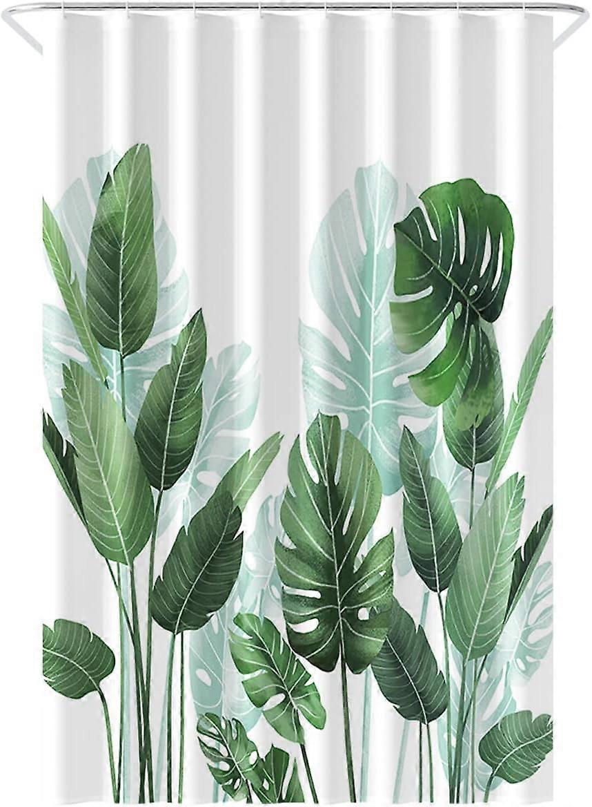 Mildew-Resistant Polyester Shower Curtain, Tropical Leaves Pattern