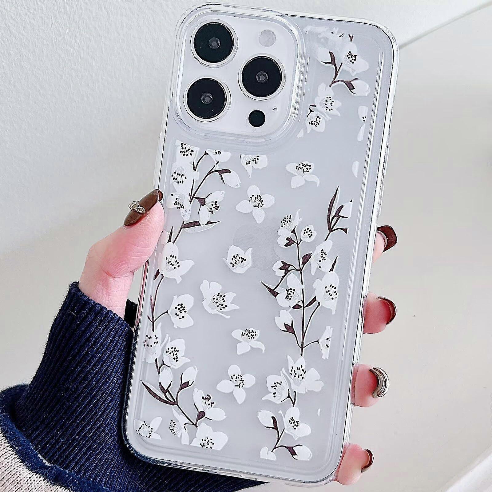 Miagon Flower Series iPhone 11 Case, Clear Soft TPU Protective Cover with White Flower Motif, Thin Flexible Design