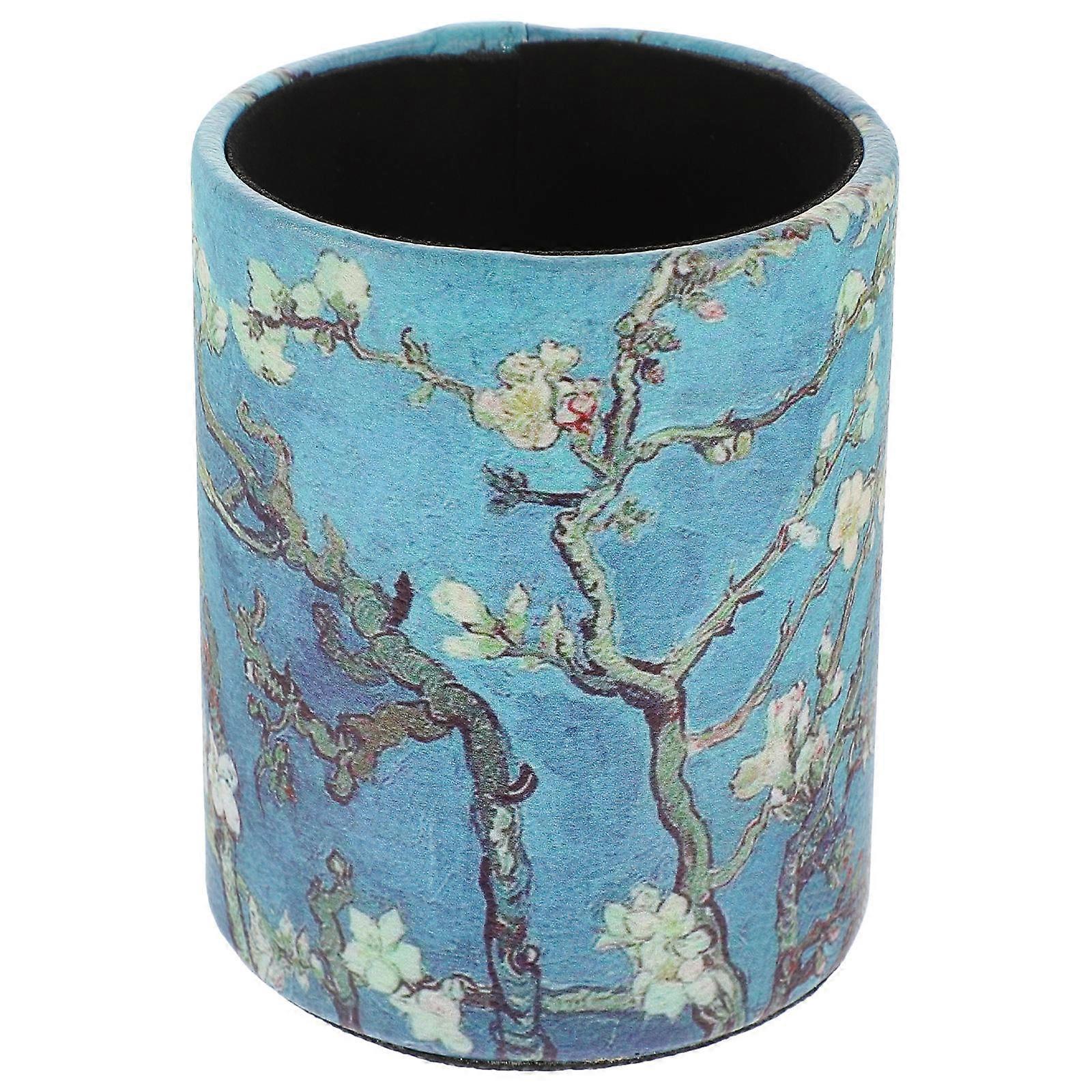 Print Pen Holder Makeup Brush Storage Container Floral Design Efficient Organizer for Vanity Desk Home