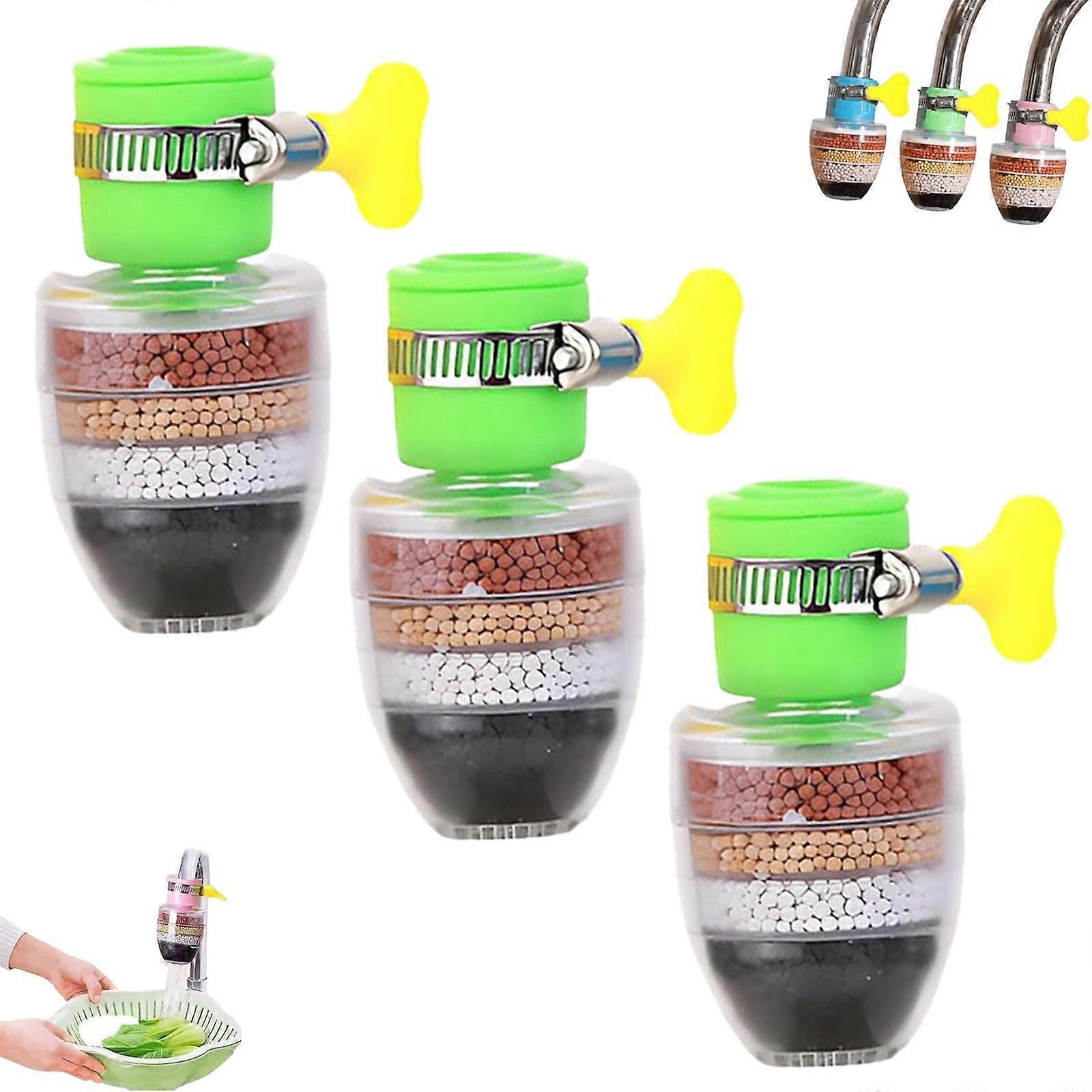 Hailnrothwad Magic Charcoal Water Filter, Water Faucet Filter for Kitchen Sink, Faucet Mount Filters, Suitable for Round Spout Taps (Green*3)