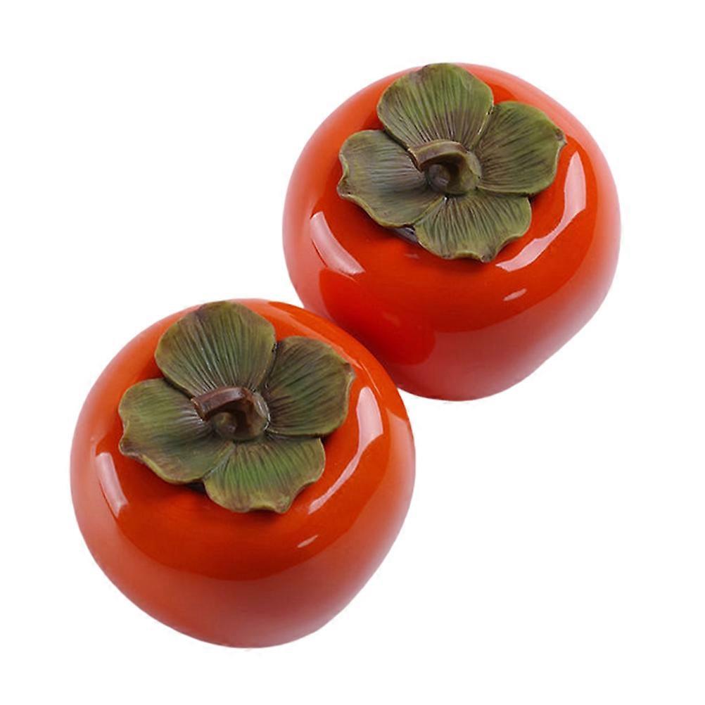Sealed Jar Ceramic Storage Jar for Storage 2Pcs Persimmon Shaped Orange