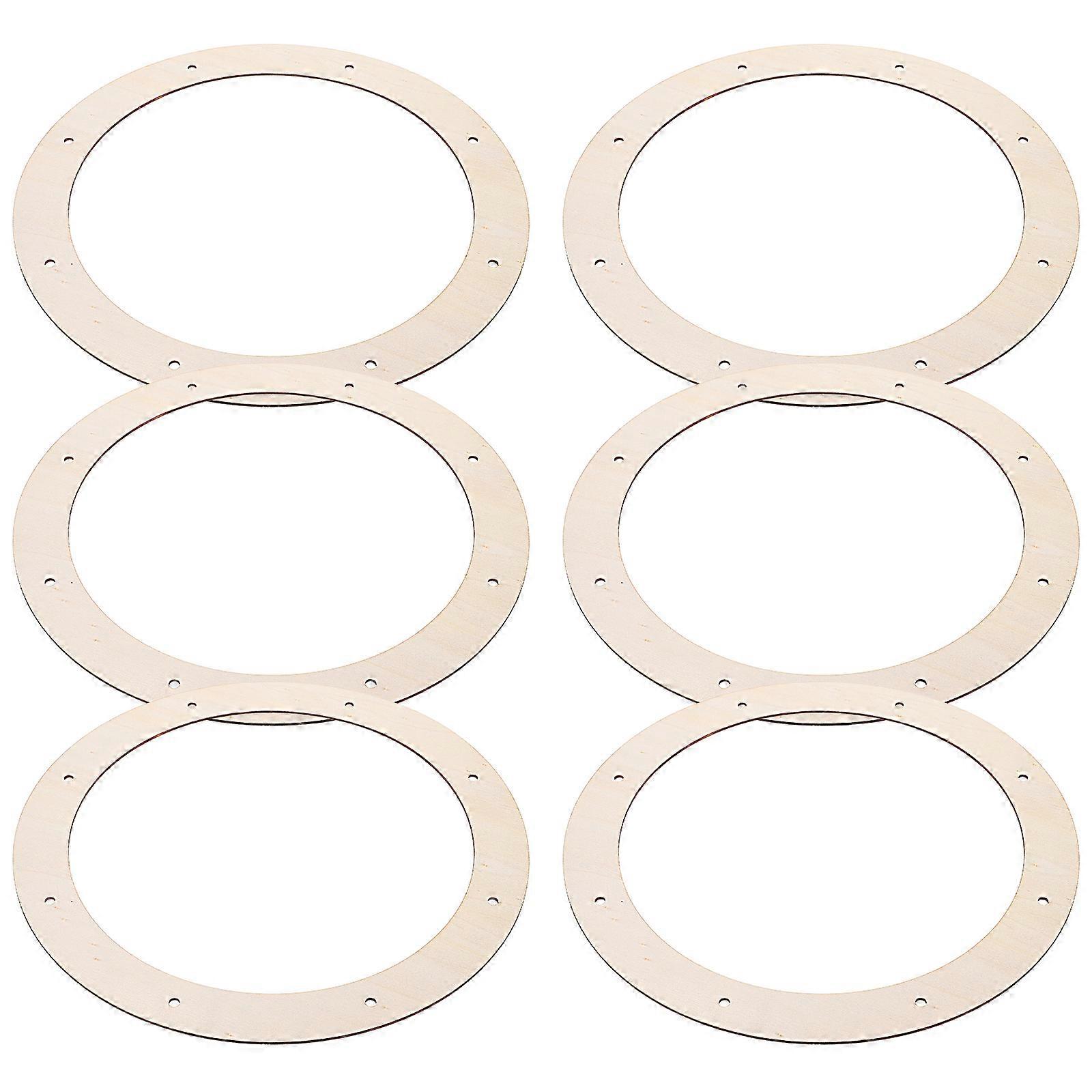 Wood Circle Wreath Frames for DIY Craft Projects Light Yellow Synthetic Material 6pcs