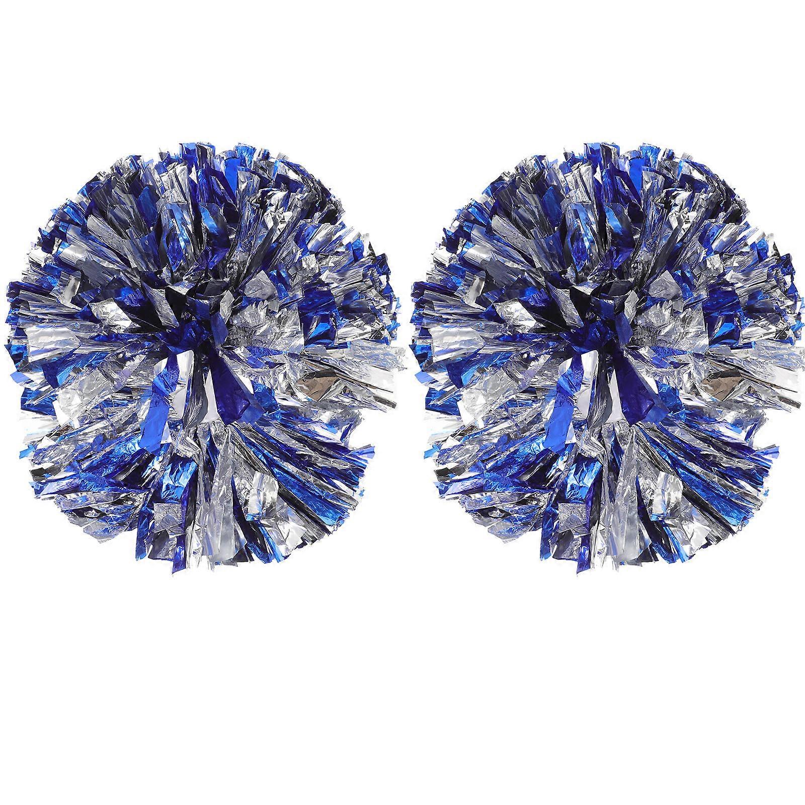 Hand Flower Cheerleading Pom Poms for Performance 2Pcs Blue PVC Material