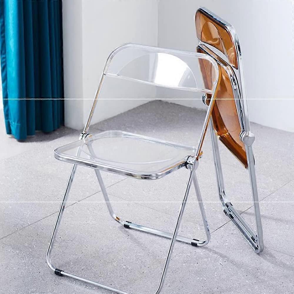 Modern Folding Chair Clear Acrylic Stackable Chair, White, Chrome Frame, Foldable for Banquet and Conference Events
