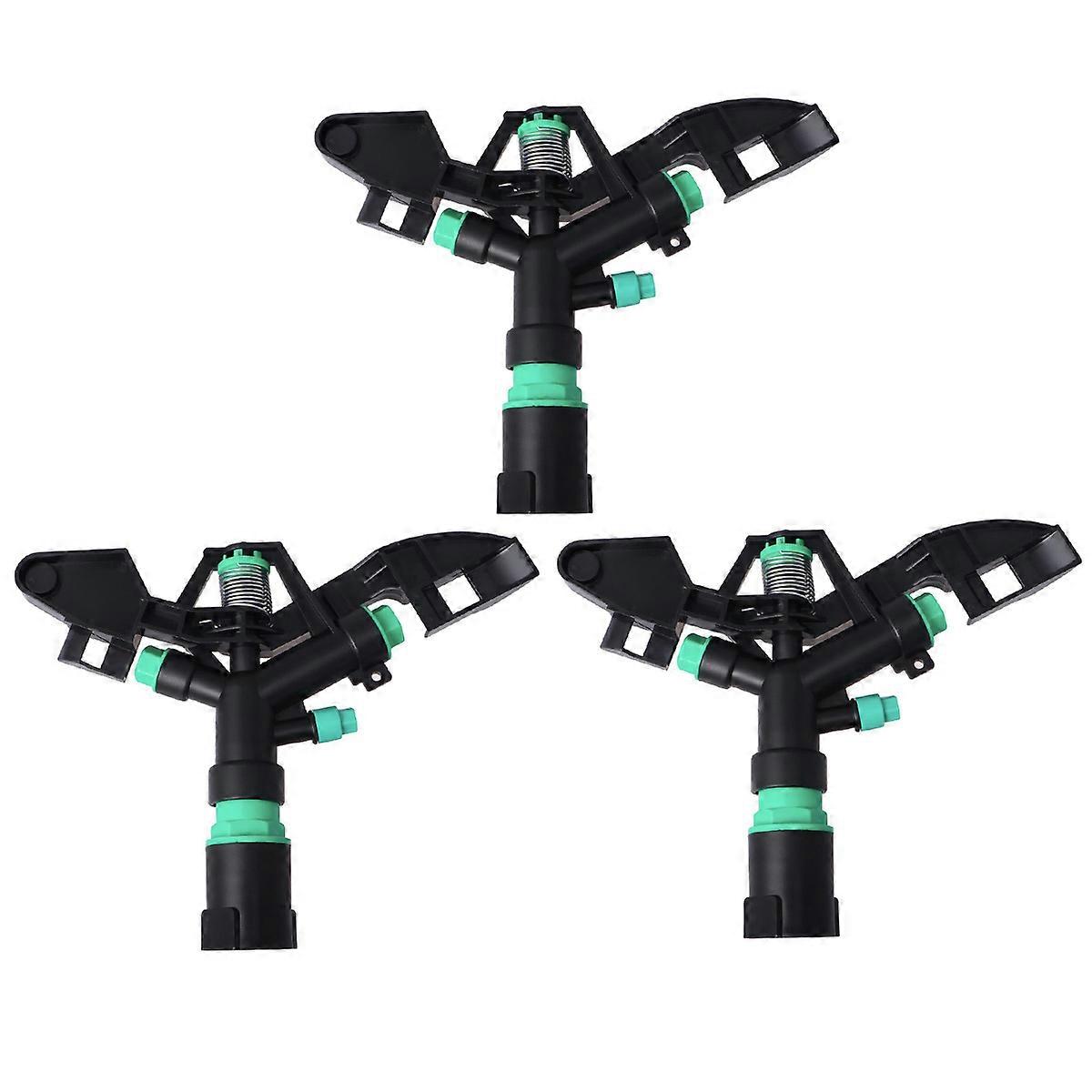 Metal Lawn Sprinkler for Garden Use Black Durable with 360 Degree Rotatable Nozzle Adjustable Range 1 Inch 3 Nozzles