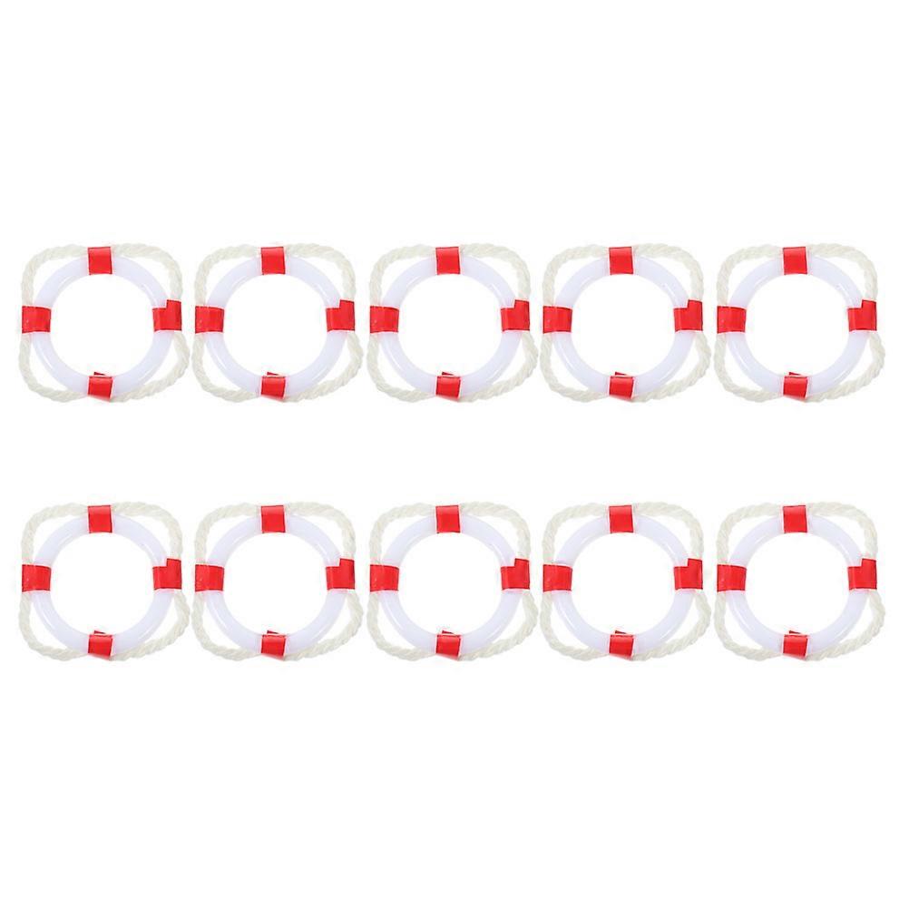 10pcs Mini Swim Ring Models Mediterranean Style Life Buoy Decor for Dollhouse Coastal DIY Accessories Ornament for Bath Fun