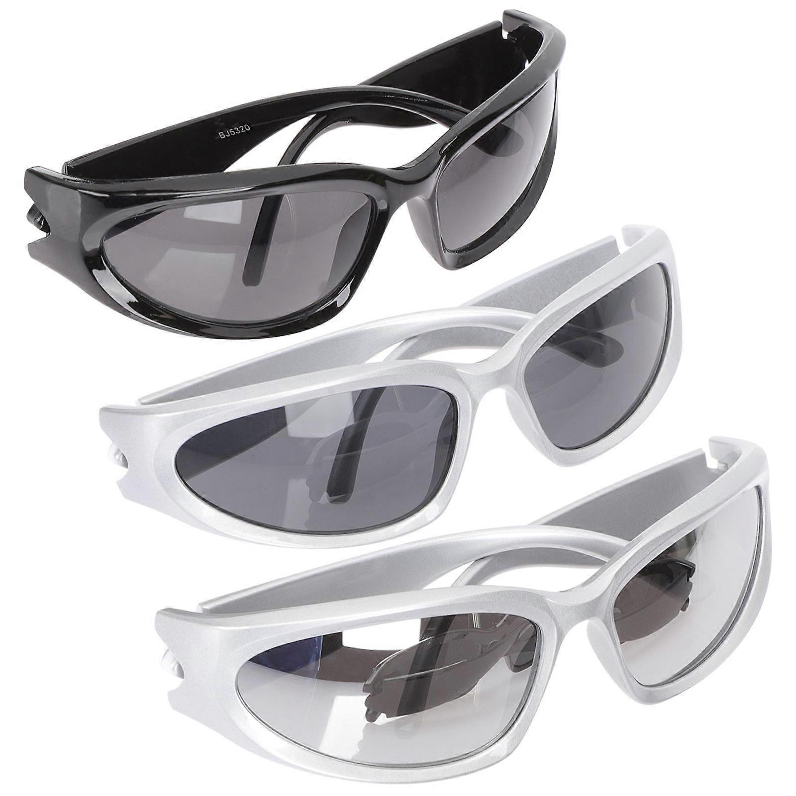 Stylish Plastic Sunglasses for Wearing with Protective Lenses Assorted Color 3 Pieces