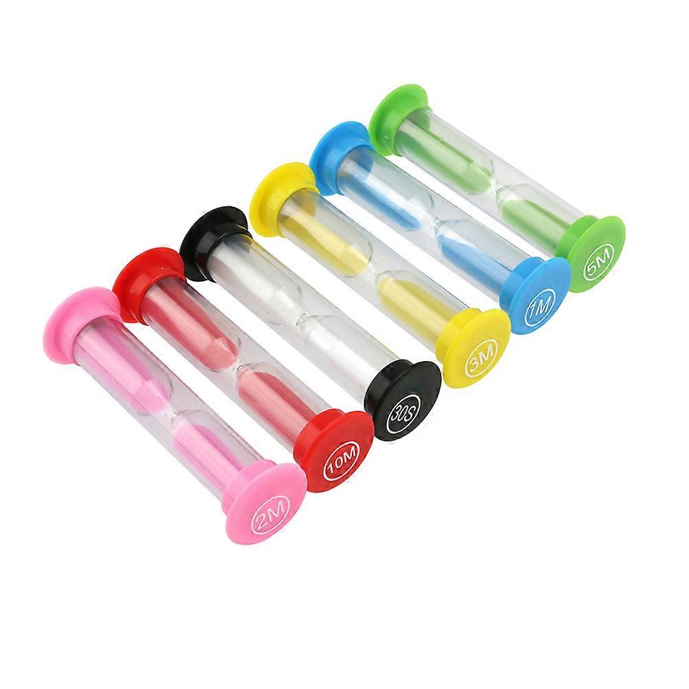 PVC ABS Glass Tube Sand Clock Timer For Cooking Games Home Decor 8.5*2.5cm Kids Timer 6-Pcs Set