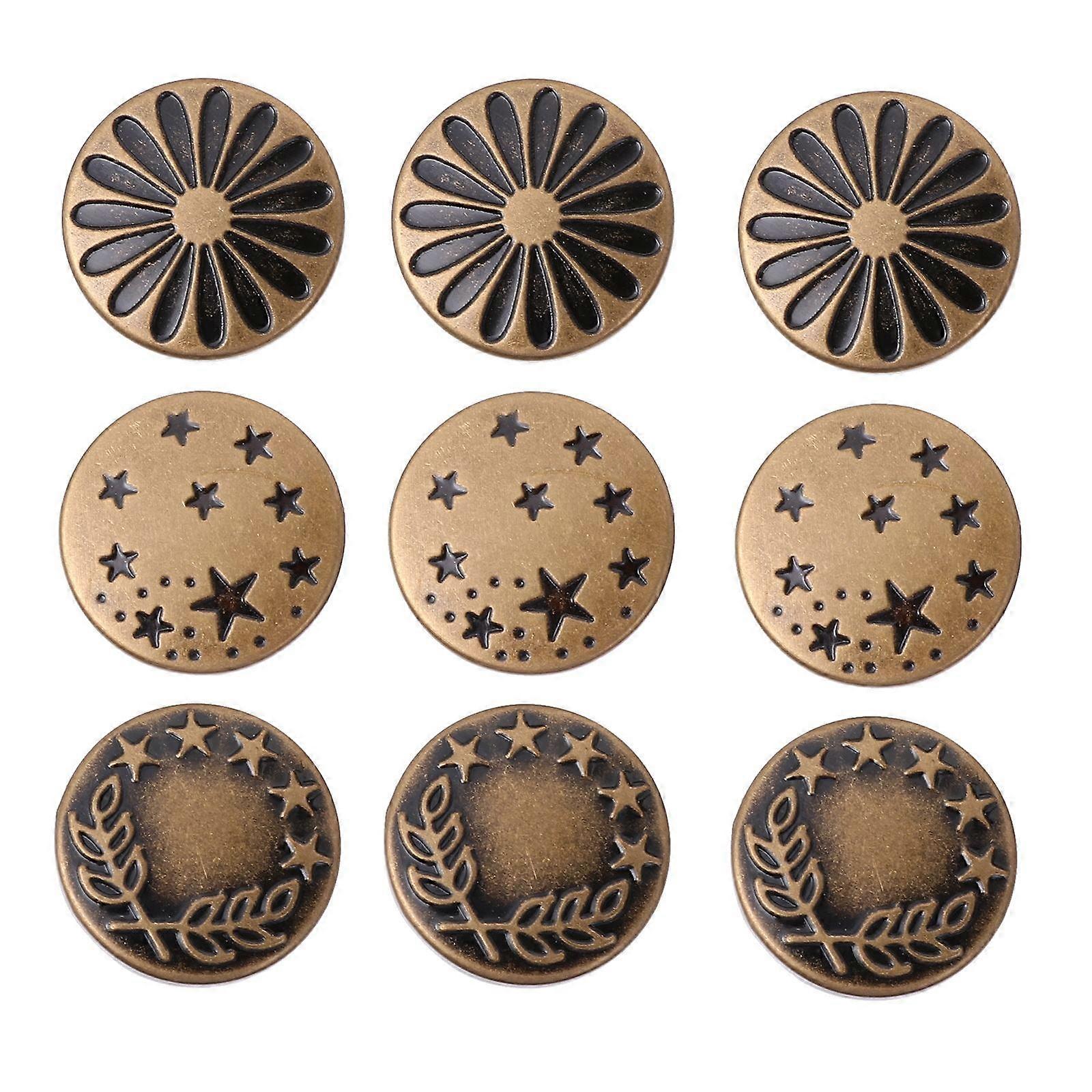 Metal Button Retro Round Vintage Blazer Button Set for Coat Decoration 10Pcs