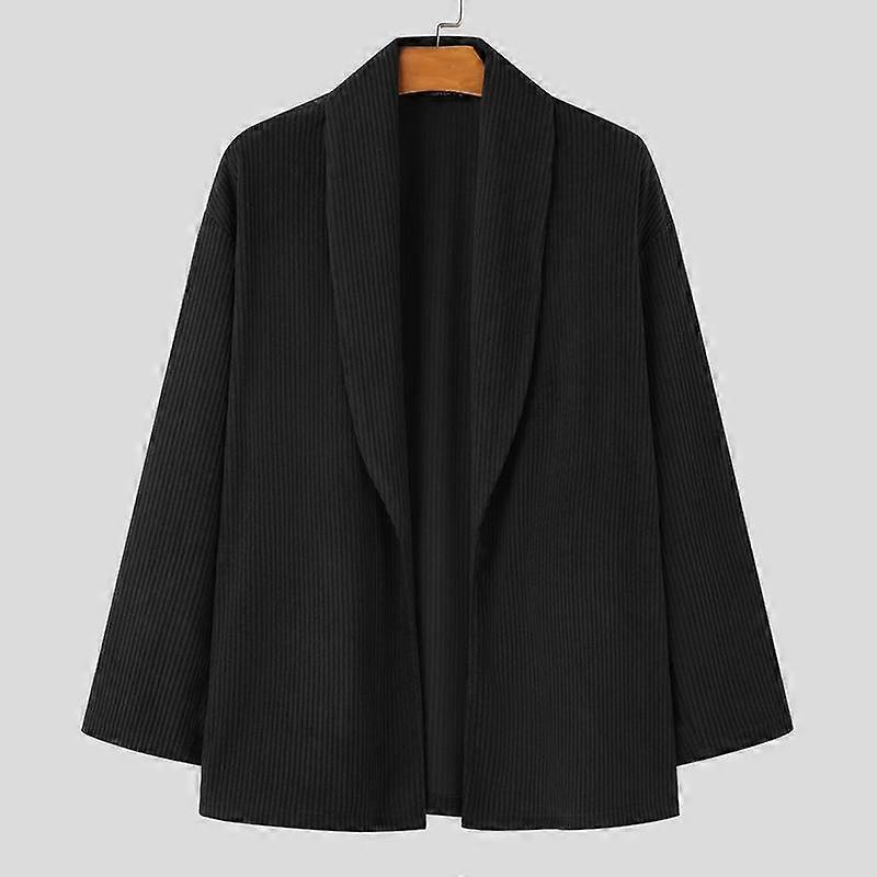 INCERUN Men Spring Long Sleeve Open Front Kimonos Cardigan Pockets