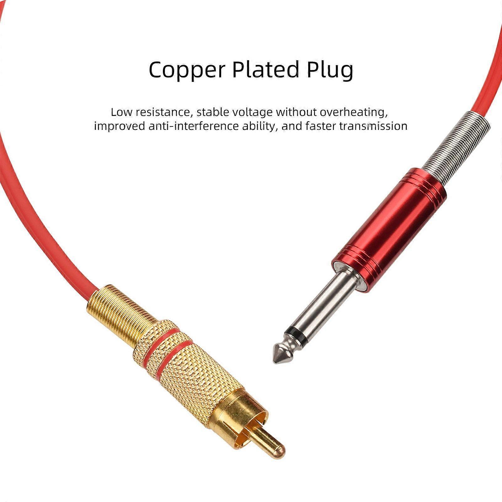 1.7m RCA Tattoo Hook Line Tattoo Hook Cord Silicone Dual-Core Cable Bend-Resistant Gold Embossed Anti-slip Connector