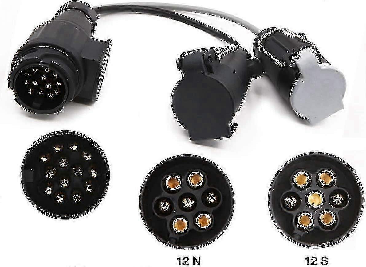 13-Pin to 7-Pin Caravan Trailer Towbar Plug Adapter for 12N & 12S Sockets YVL