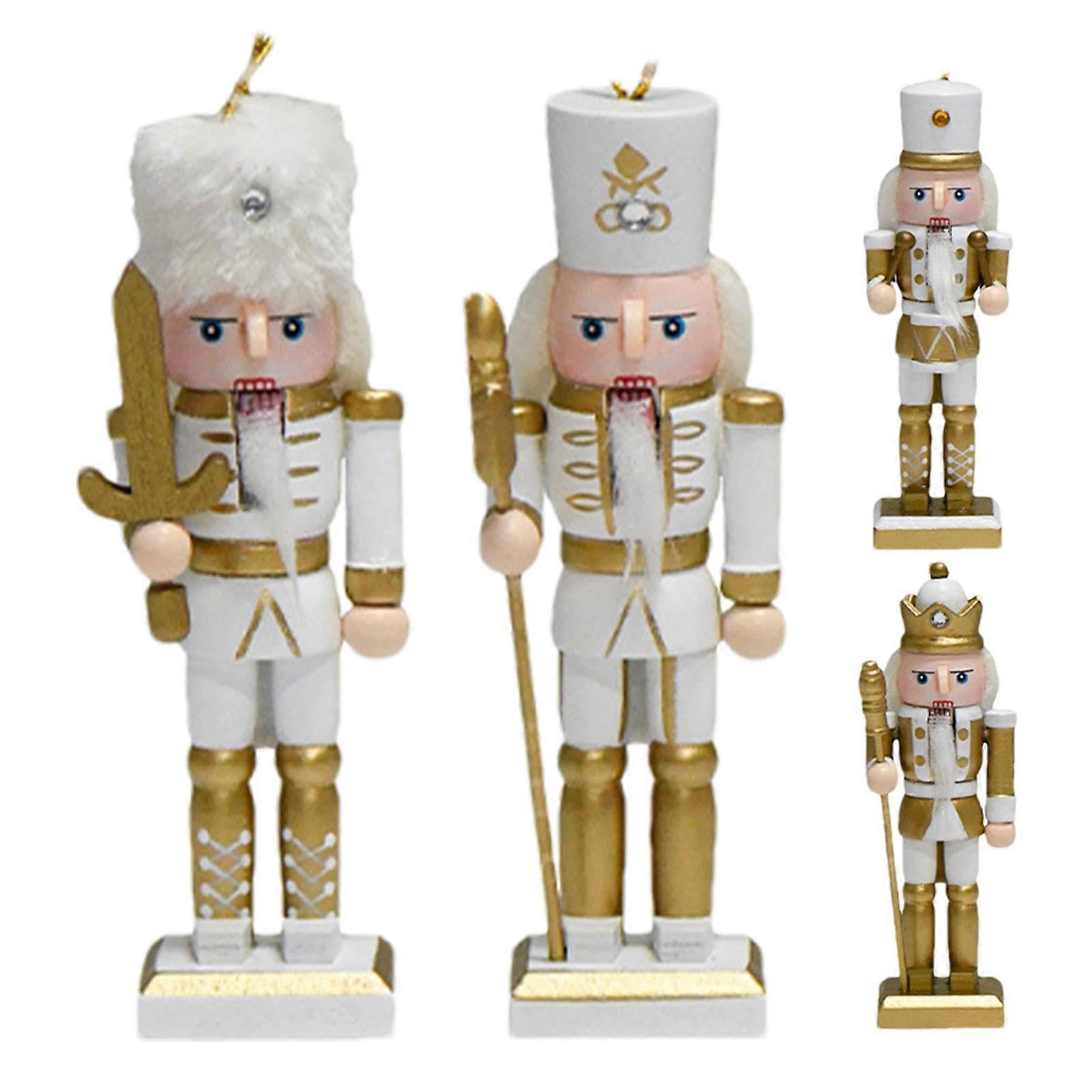 Christmas Wooden Nutcracker Pack Of 4 Traditional Handmade Nutcracker Figures For Christmas Tree Decorations