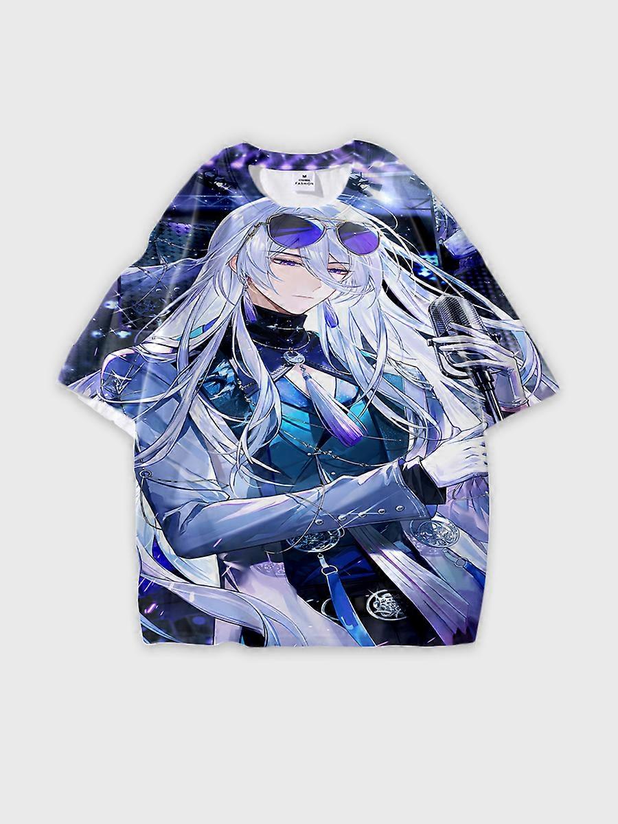 T-shirt round neck Animation Character Pattern loose short sleeve E2535