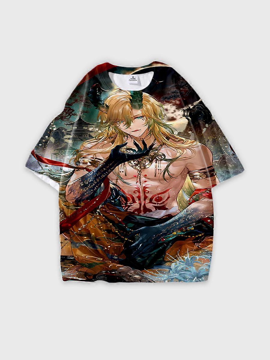 T-shirt round neck Role Pattern loose short sleeve E1802