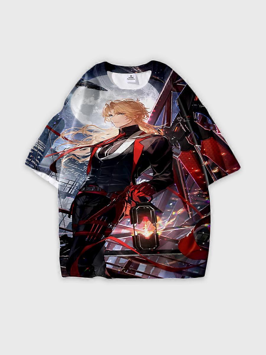 T-shirt round neck Role Pattern loose short sleeve E1025