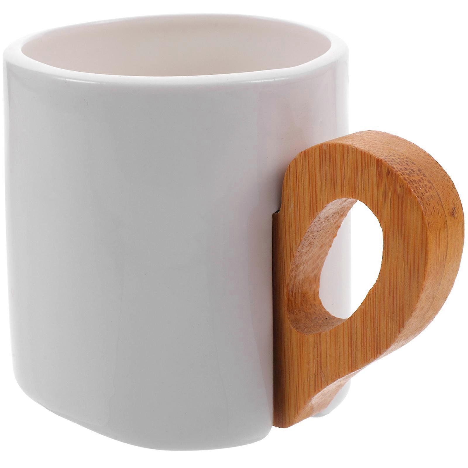 Large Ceramic Mug for Coffee or Tea 1 Set Includes Decorative Design and Bamboo Coaster for Office and Home Use