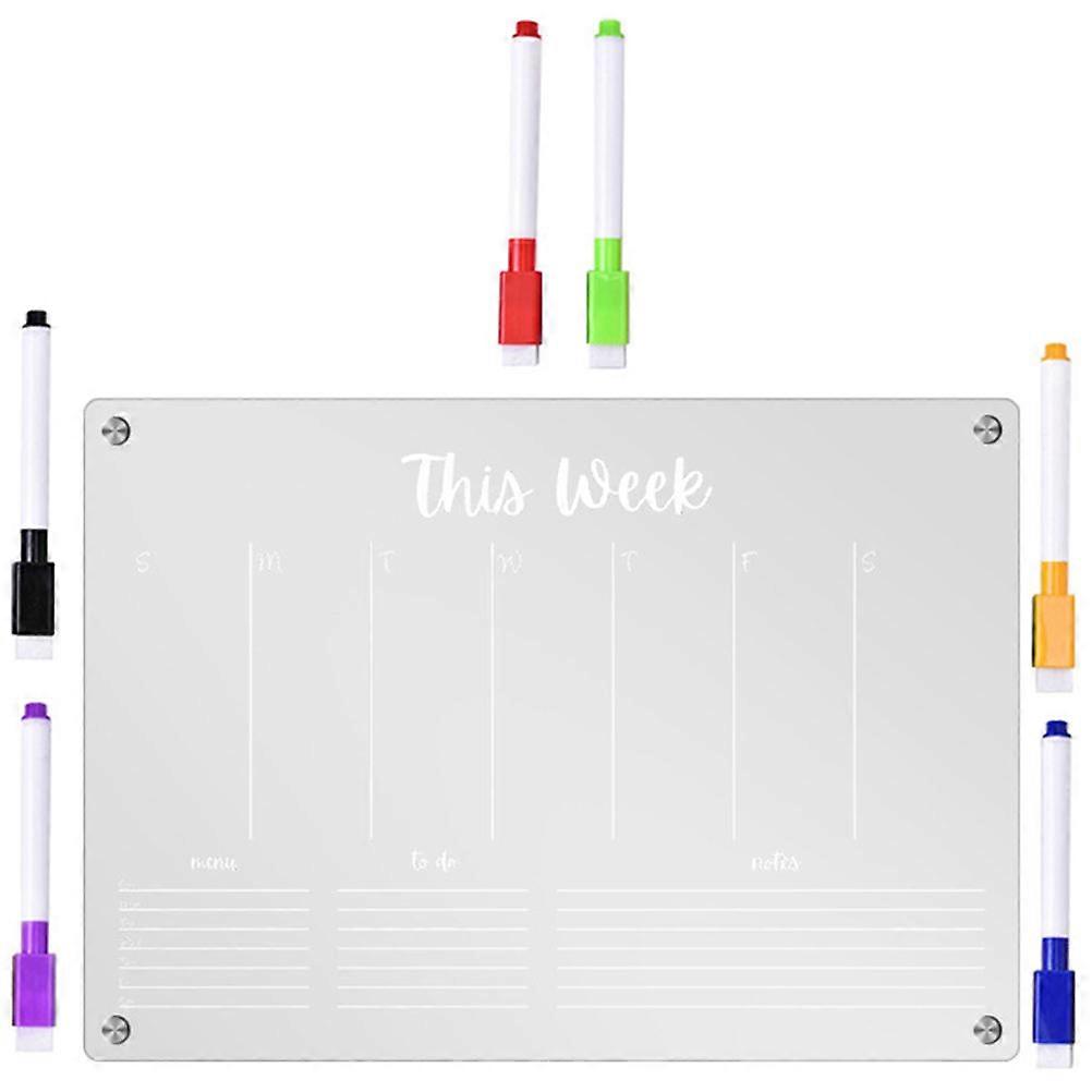 Weekly White Board Dry Erase Acrylic Memo Board Home Use 16.51x11.67in Magnetic Technology 1 Set