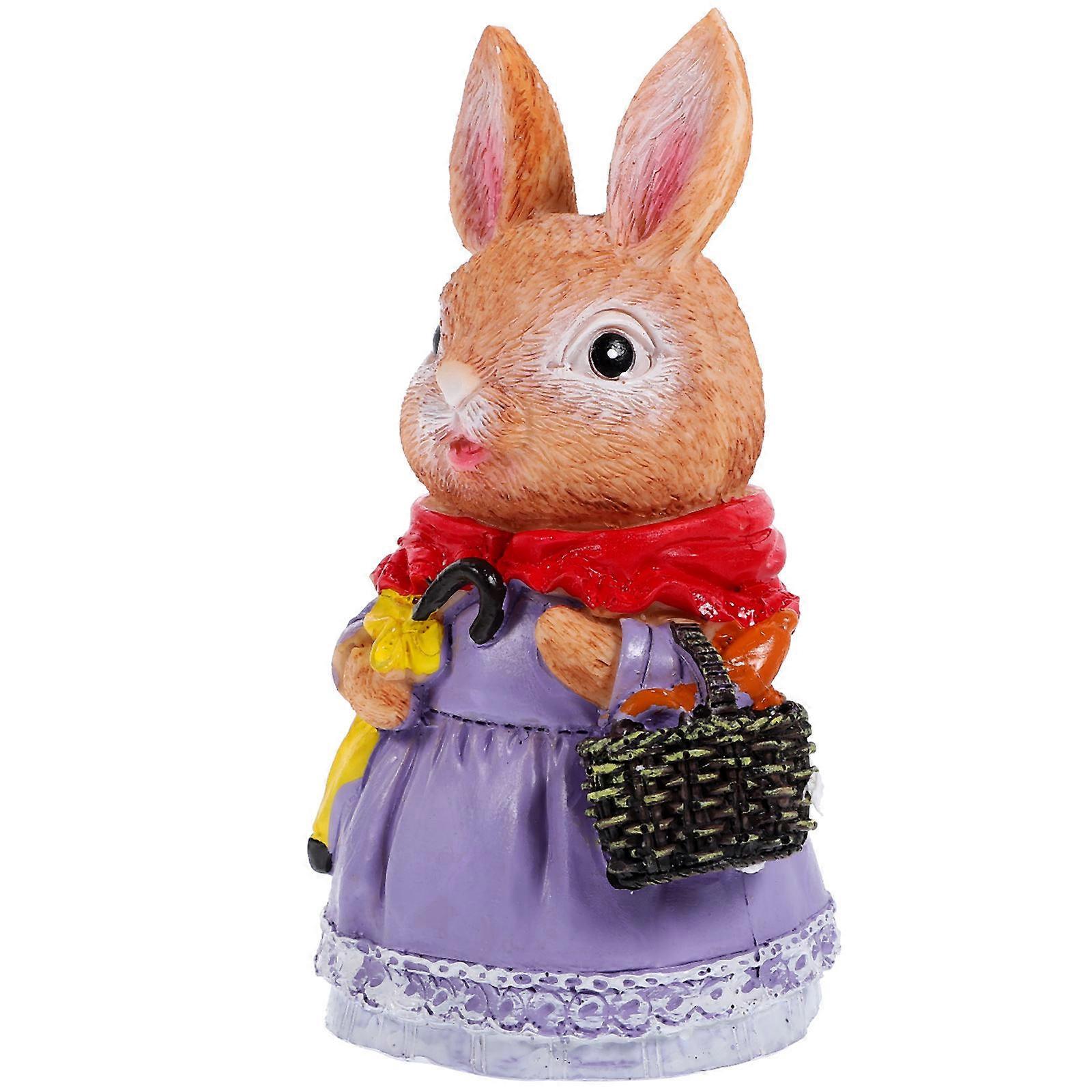 Small Rabbit Craft Resin Garden Statue Rabbit Shape Car Decor 1Set
