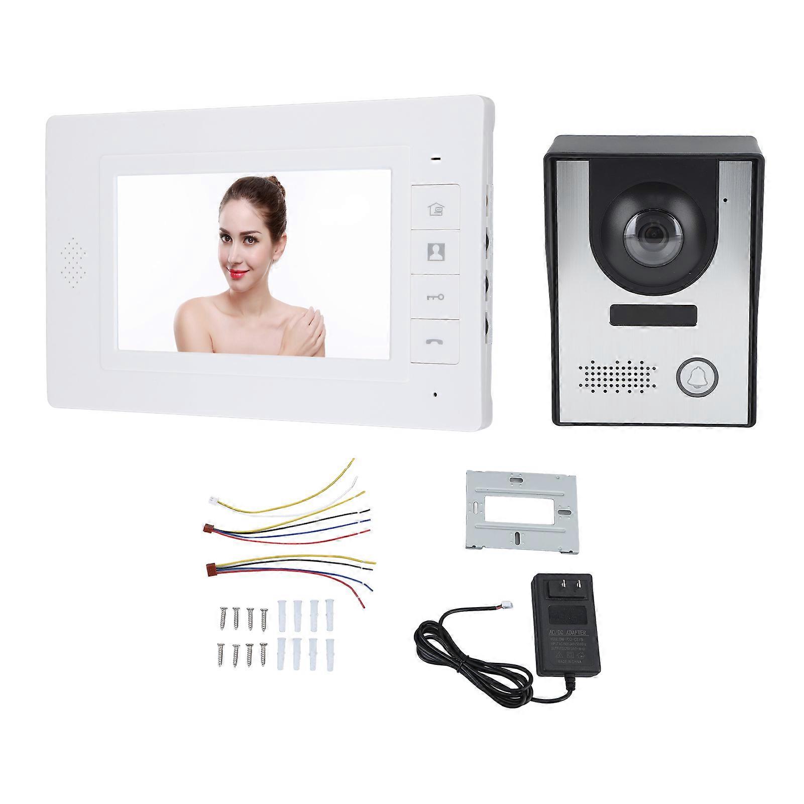 Intercom Video Doorbell System Color Video Door Monitor Kit 2 Way Intercom 3 Way Unlock Night Vision for Home Apartment Office 100‑240V US Plug