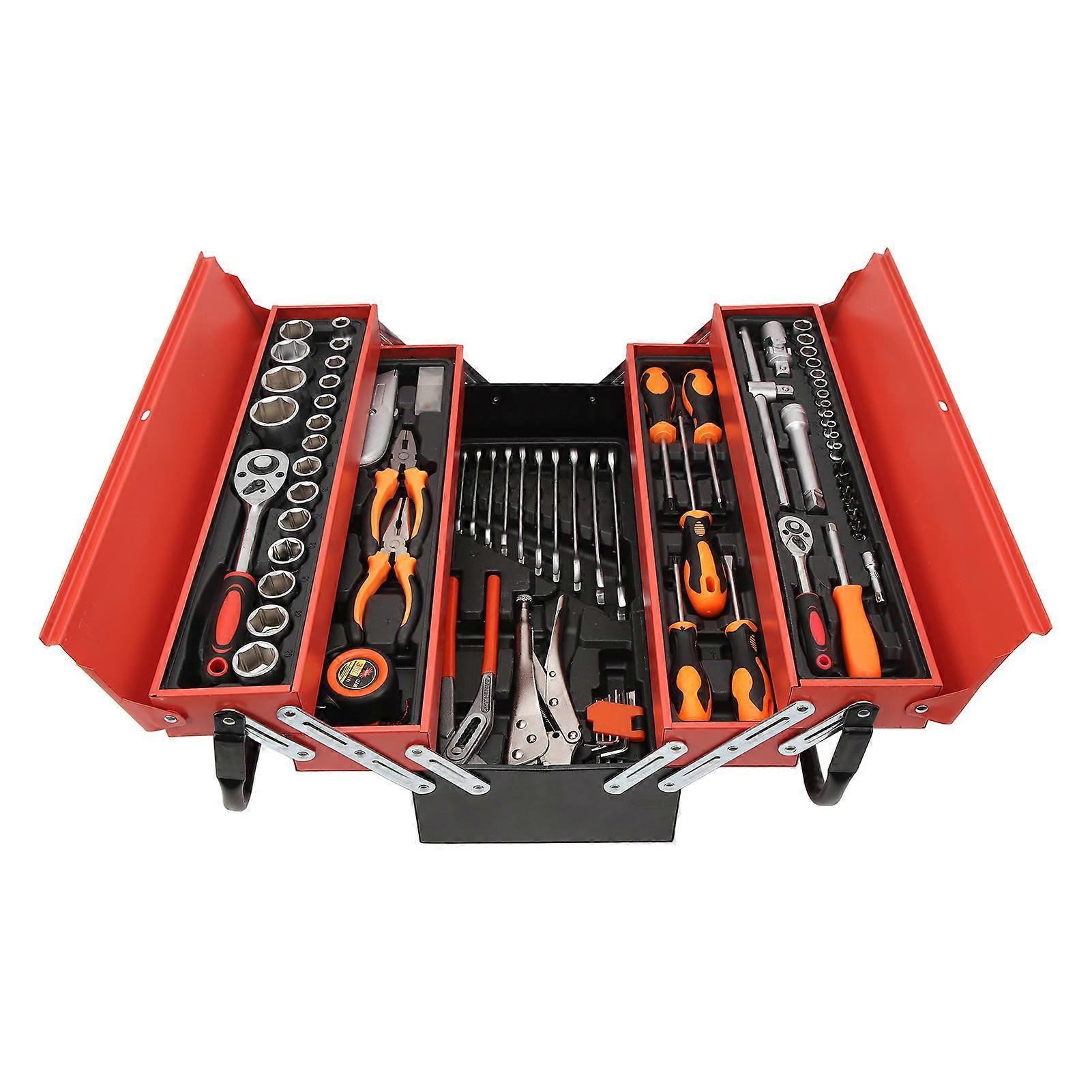 Ratchet socket wrench set for car repair with 3 layer folding design