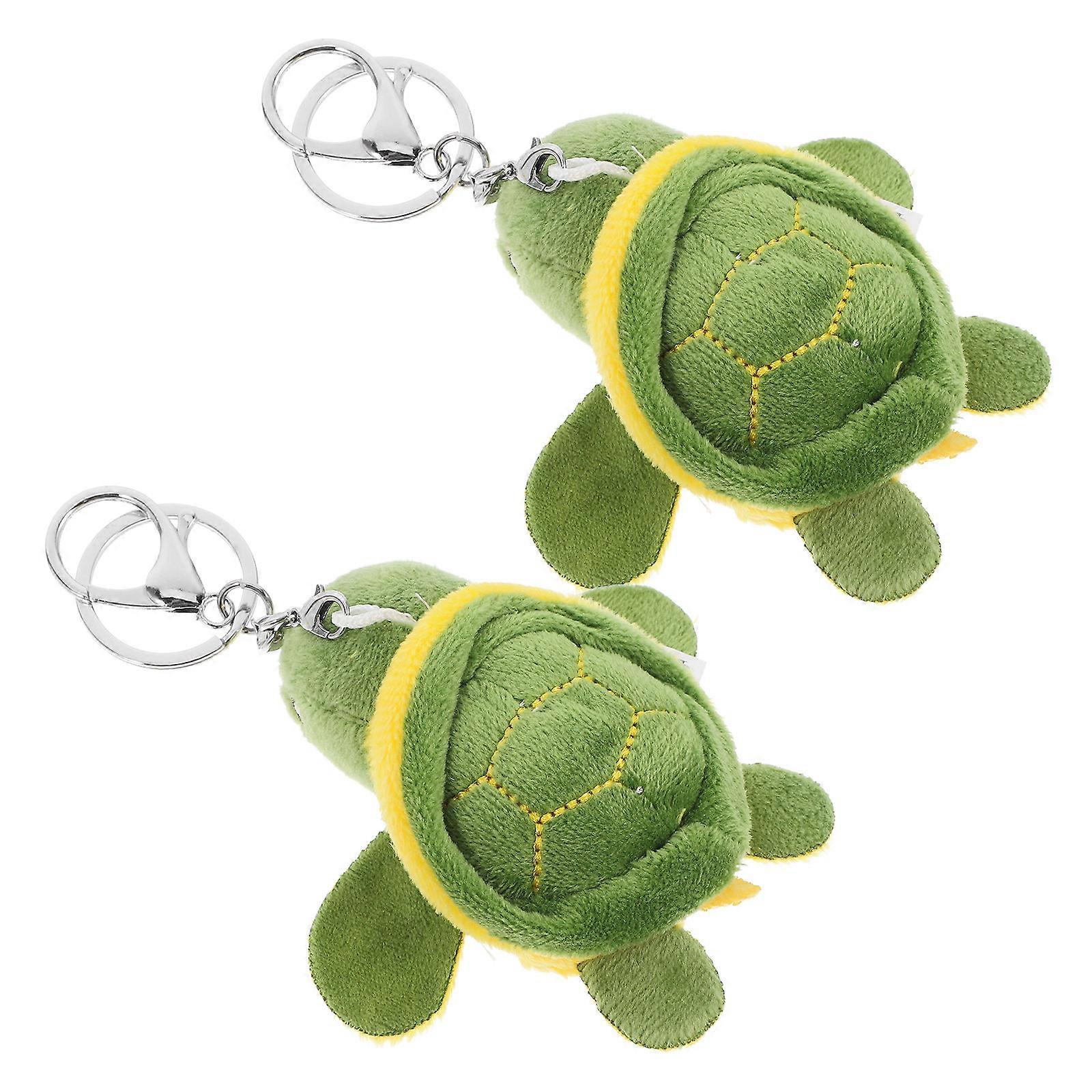 Cute Green Turtle Keychains Plush Toys Bag Hanging Key Pendant 9.00X9.00X3.00CM PP Cotton 2Pcs