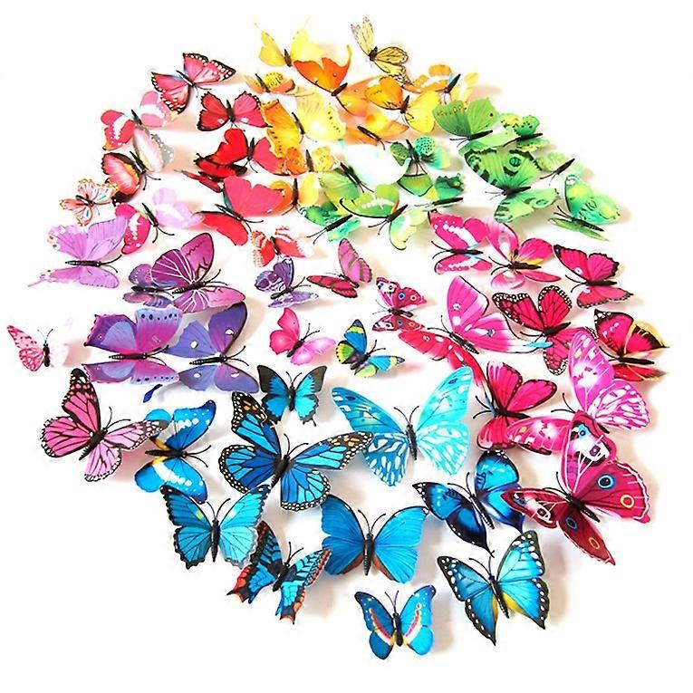 24 Pcs Set Stereoscopic Simulative Magnetic Butterfly Wall Sticker - Rainbow