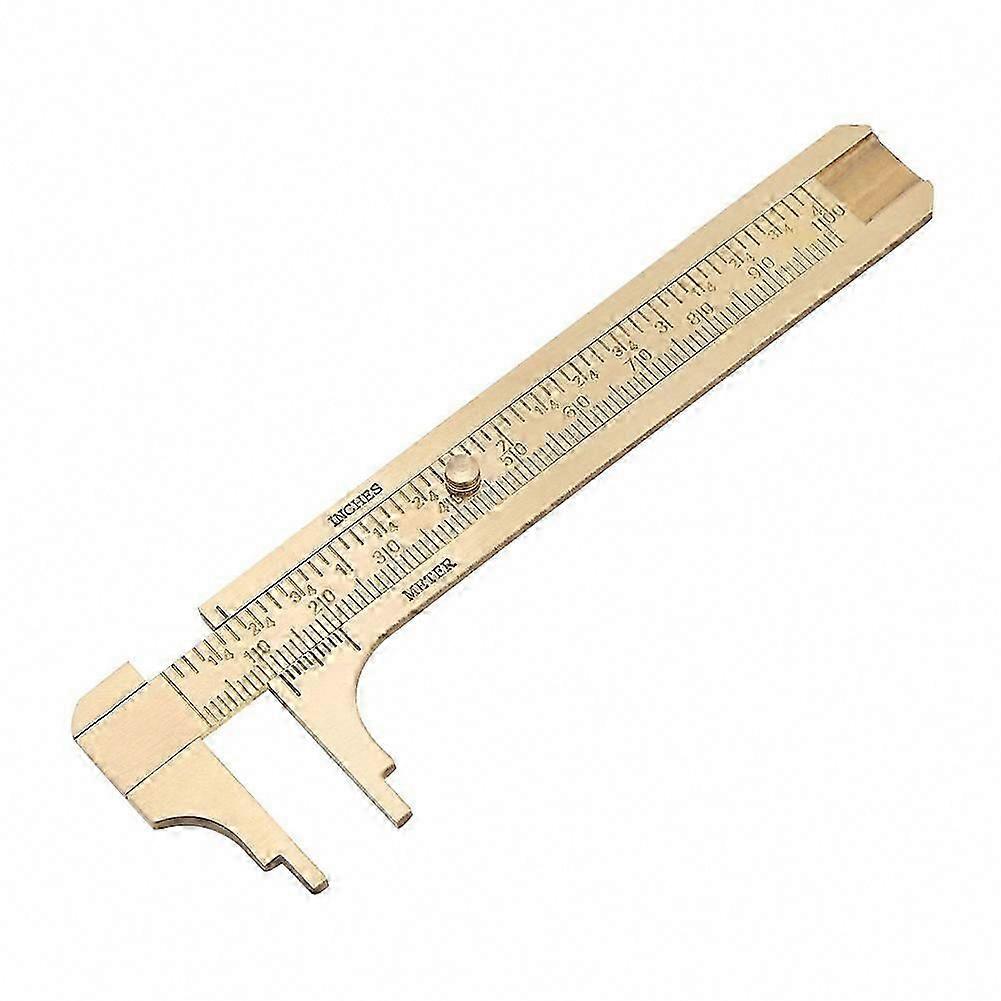 Practical Brass Vernier Caliper - Double Scale Measuring Tool - Mini Brass Pocket Ruler (Double Scale 100mm)