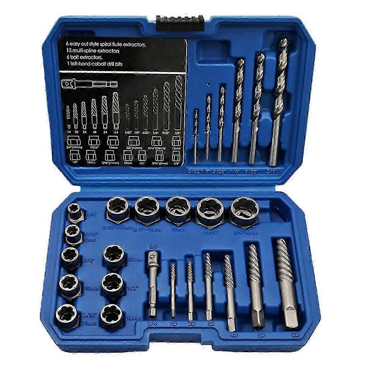 26 Pieces Of Broken Nut And Bolt Extractor Sets Are Used To Remove Damaged Screws And Hardware Tool