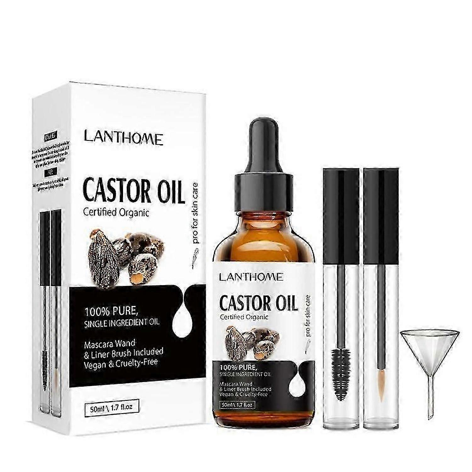 Castor Oil for Eyelash and Hair Growth, 100% Pure Organic Cold Pressed Eyelash Castor Oil Growth Serum, Moisturizes and Strengthen Brows & Lashes, Ful