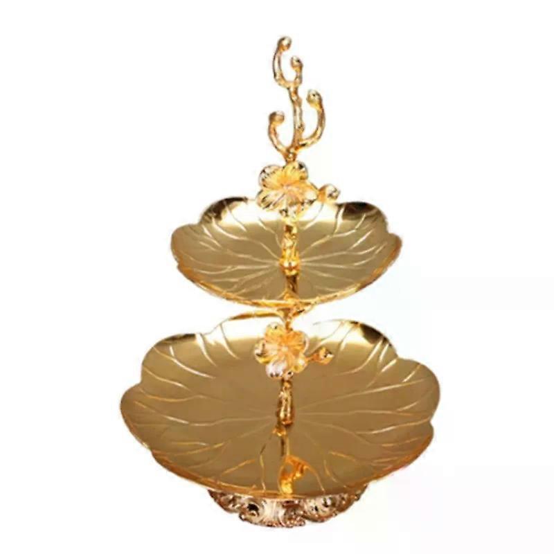 Cake Stand Cupcake Double Layer Lotus Flower Shaped Snack Stand Easy To Use