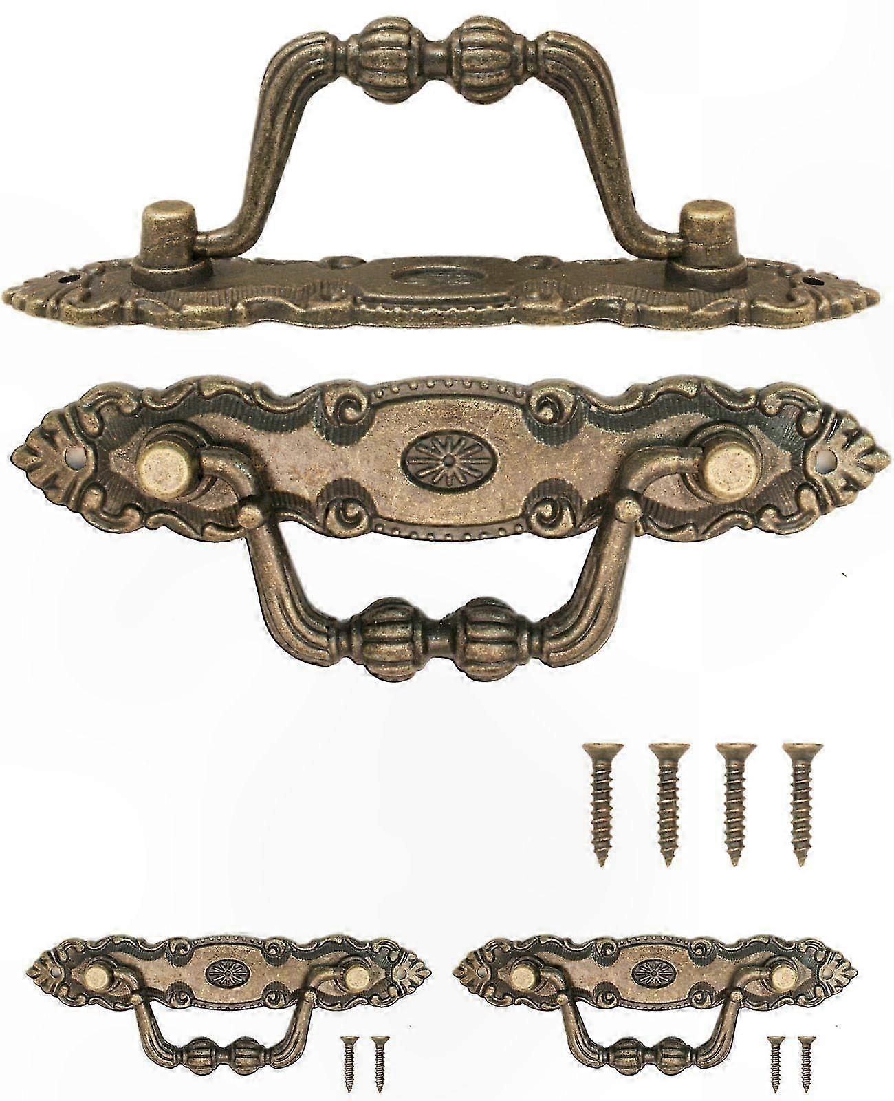 Vintage Bronze Cabinet Handles, Set of 2 Folding Pulls, Classic Retro Design for Furniture, 10.5 x 2cm