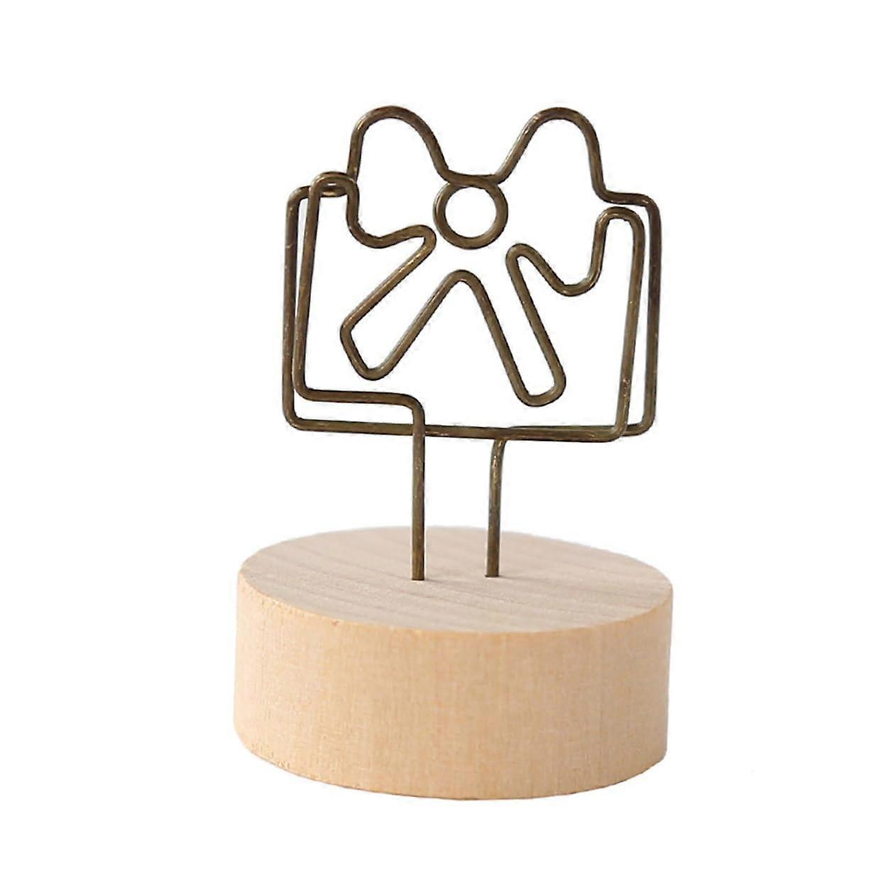 4 pcs Wooden Memo Holder Set Decorative Table Ornament Car Bird Pear Bow for Notes and Photos for Office and Home