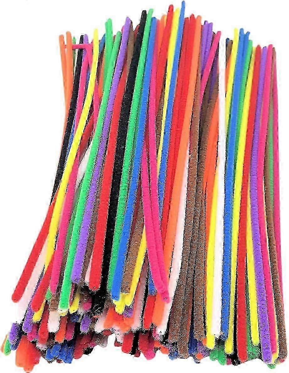 Processed steel wool yarn (wrapped with felt), 100 pieces, 30cm long, 6mm thick, 20-color mixed, easy to bend, suitable for handicraft making