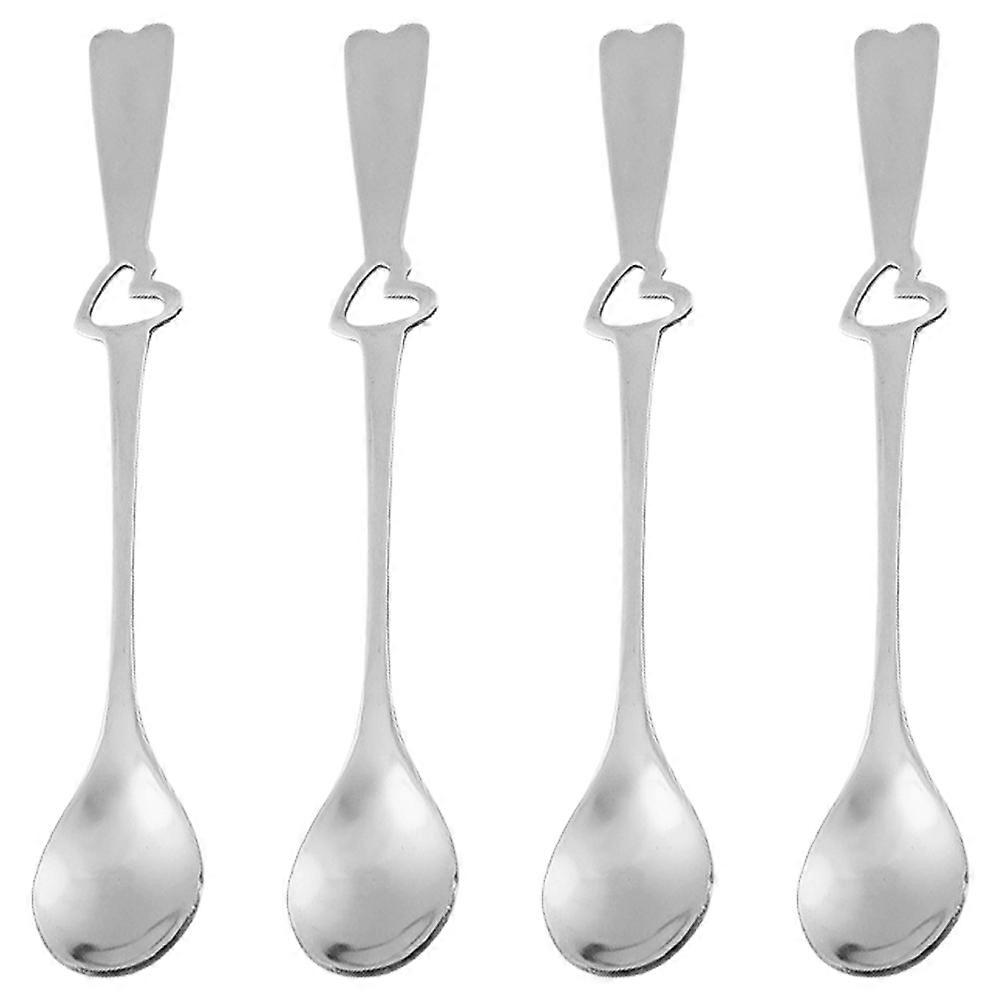 Cucchiai in acciaio inossidabile argento 4 pezzi Design a forma di cuore perfetto per mescolare i dessert al caffè a casa