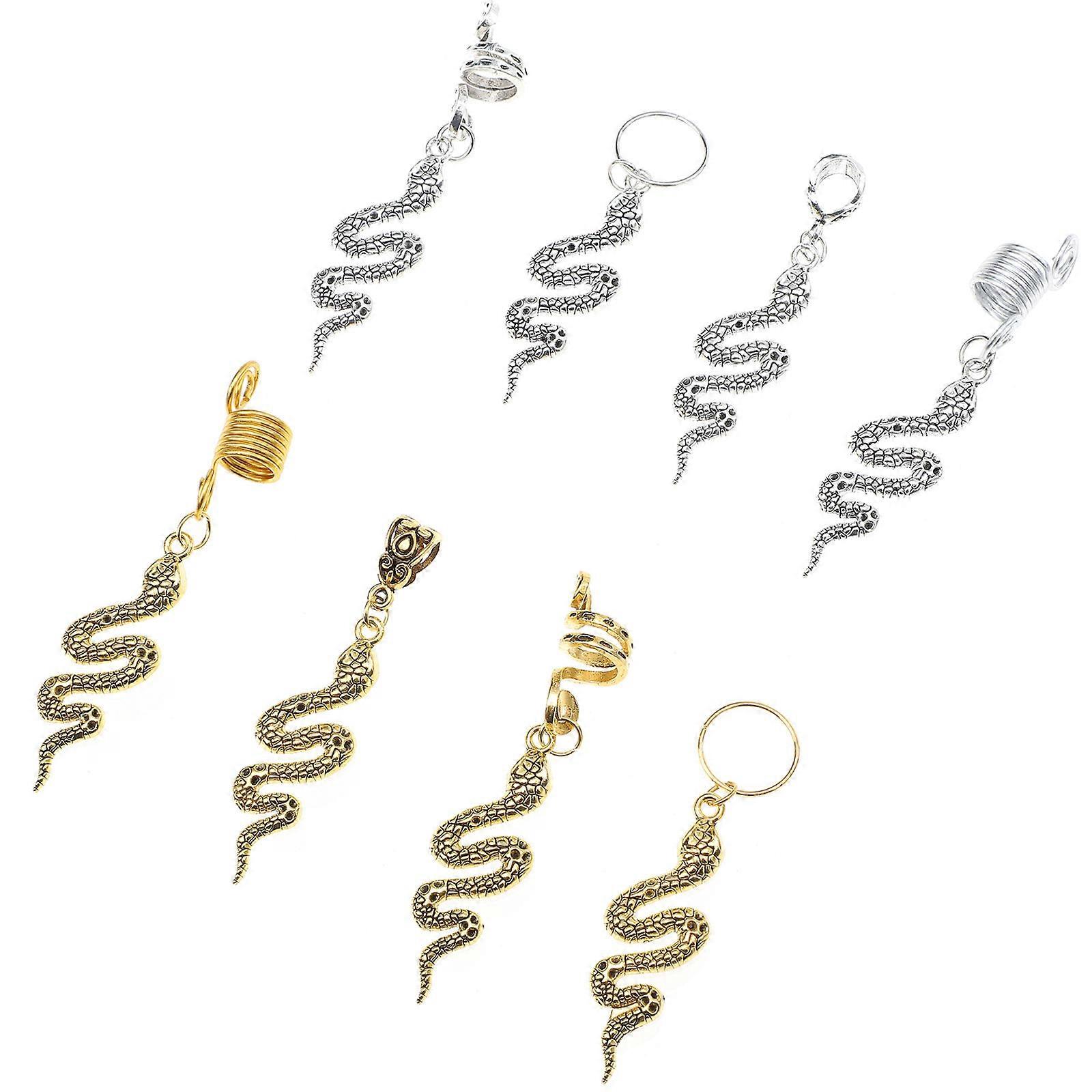 Stylish Snake Shape Hair Extension Rings for Dreadlocks DIY Headdress Assorted Color 8pcs