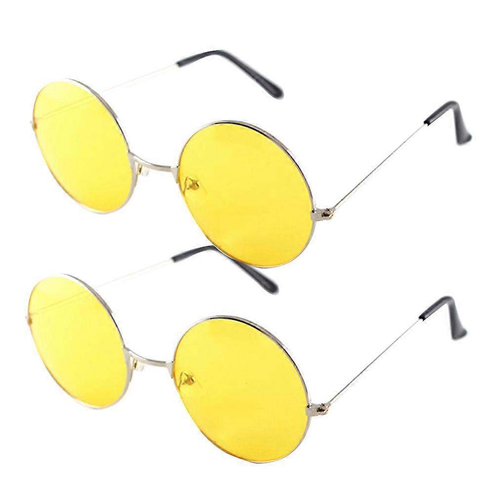 Japan Prince Mirror Sunglasses for Eyes Protecting Retro Round Glasses UV400 Protection 2 Pairs