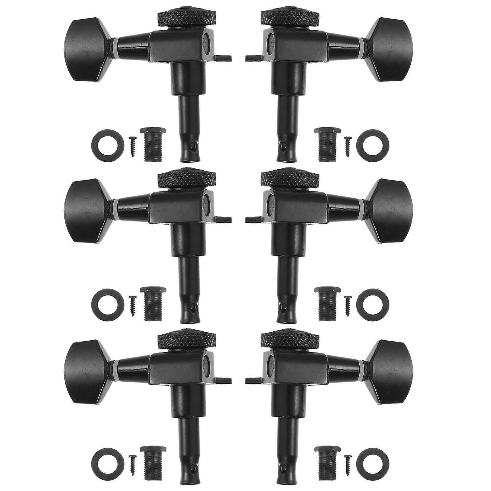 Guitar String Lock Buttons For Guitarists With Fine Adjustment Features Black Elegant Design 6Pack
